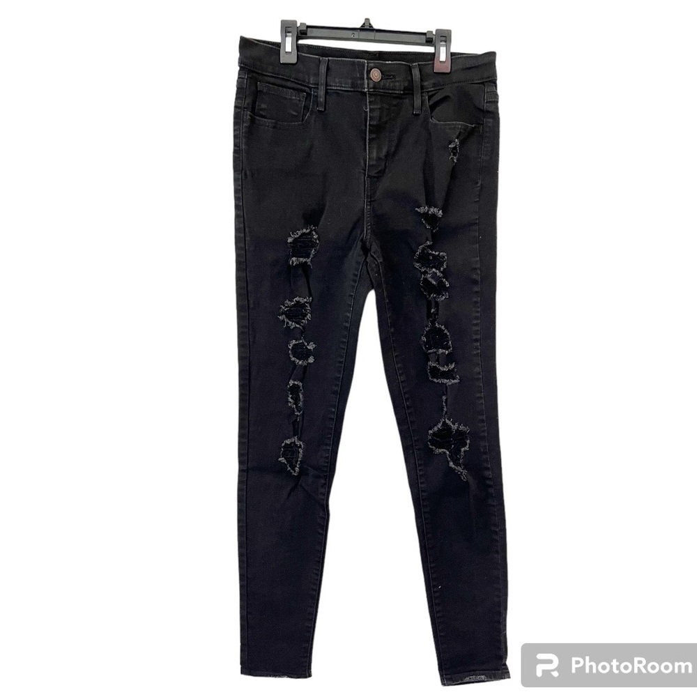 LEVI’S 720 Black Distressed Super Skinny High-Rise Jeans Size 29